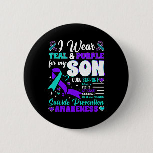Badge Rond 5 Cm Je Porte Turquoise Et Violet Pour Mon Fils Suicide