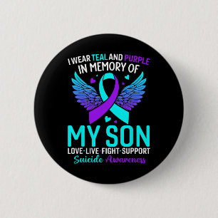 Badge Rond 5 Cm Je Porte Turquoise Et Violet Pour Mon Fils Suicide