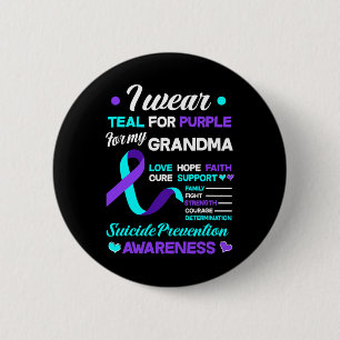 Badge Rond 5 Cm Je Porte Turquoise Et Violet Pour Mon Suicide De G