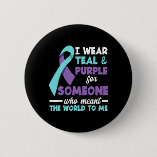 Badge Rond 5 Cm Je Porte Turquoise Et Violet Pour Quelqu'Un Que J'
