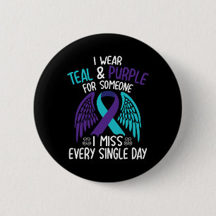 Badge Rond 5 Cm Je Porte Turquoise Et Violet Pour Quelqu'Un Que Je