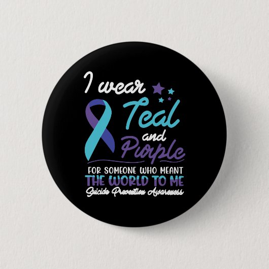 Badge Rond 5 Cm Je Porte Turquoise Et Violet Pour Quelqu'Un Qui Ve (Devant)