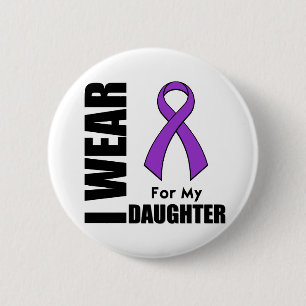Badge Rond 5 Cm Je porte un ruban pourpre pour ma fille