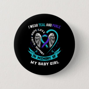 Badge Rond 5 Cm Je porte une prévention Turquoise et violette du s