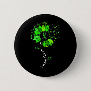 Badge Rond 5 Cm Je Porte Vert Pour Sensibilisation À La Santé Ment