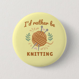 Badge Rond 5 Cm Je Préférerais Être Tricot
