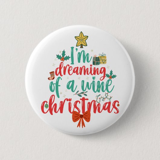 Badge Rond 5 Cm Je rêve d'un Noël de Vin Funny Xmas Tree (Devant)