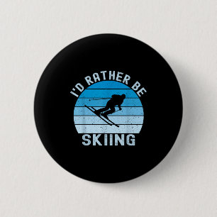Badge Rond 5 Cm Je serais en train de skier skieur rétro vintage h