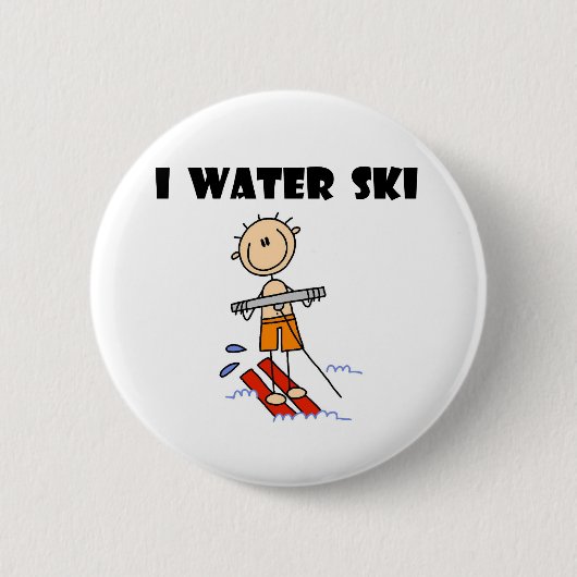 Badge Rond 5 Cm Je ski d'eau (Devant)