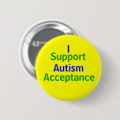 Badge Rond 5 Cm Je soutiens l'acceptation d'autisme (Devant & derrière)