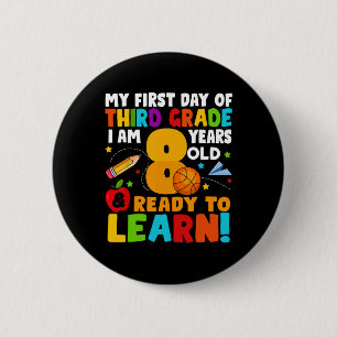 Badge Rond 5 Cm Je suis 8 prêt à apprendre mon Ck à l'école Troisi