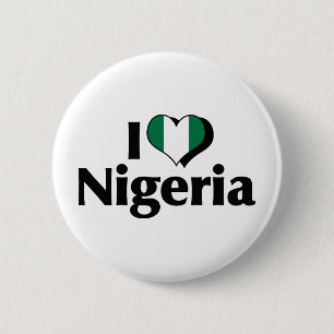 Badge Rond 5 Cm Je suis amoureux du drapeau du Nigeria