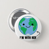 Badge Rond 5 Cm Je suis avec elle - jour de la terre de planète (Devant & derrière)