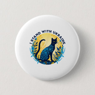 Badge Rond 5 Cm Je suis avec le chat d'Ukraine floral Ukraine fort