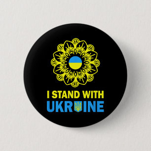 Badge Rond 5 Cm Je suis avec l'Ukraine Soutien Ukraine Tournesol S