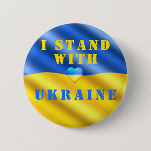 Badge Rond 5 Cm Je Suis Avec Ukraine Liberté Paix drapeau Ukrainie