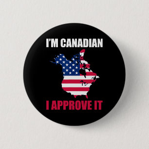 Badge Rond 5 Cm Je suis Canadien Je l'approuve Usa Drapeau Canada 
