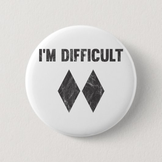Badge Rond 5 Cm Je suis difficile Double Black Diamond Ski Snowboa (Devant)