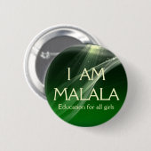 Badge Rond 5 Cm Je suis éducation de Malala pour toutes les filles (Devant & derrière)