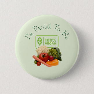 Badge Rond 5 Cm Je suis fier d'être 100% végétalien