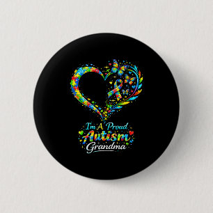 Badge Rond 5 Cm Je suis fière d'être une grand-mère autiste, cœur