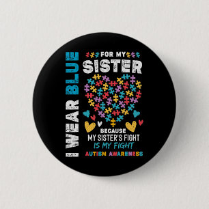 Badge Rond 5 Cm Je suis fière Frère Je Porte Du Bleu Pour Ma Soeur