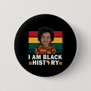 Badge Rond 5 Cm Je suis garçon afro d'histoire noire Prince Little