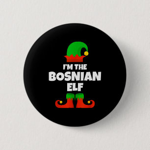 Badge Rond 5 Cm Je suis la famille elf bosniaque pyjama Noël drôle