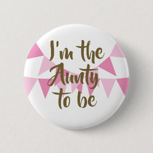 Badge Rond 5 Cm Je suis la future Bunting Rose Baby Shower / Sprin