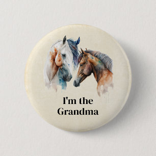 Badge Rond 5 Cm Je suis la grand-mère de beaux chevaux Western Boh