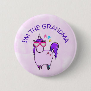 Badge Rond 5 Cm Je suis la grand-mère Unicorne en lunettes de form