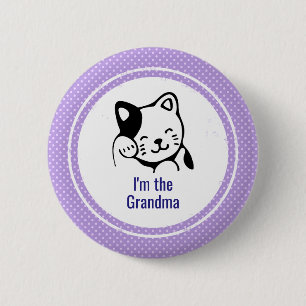 Badge Rond 5 Cm Je suis la petite maman Cute Kitty Chat en Pois