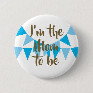 Badge Rond 5 Cm Je suis le futur bébé garçon Blue Bunting Baby Sho