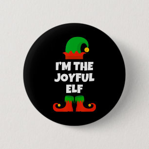 Badge Rond 5 Cm Je suis Le Joyful Elf Family Pyjama Noël Funny J