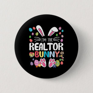 Badge Rond 5 Cm Je suis le lapin agent immobilier Funny Bunny Ear