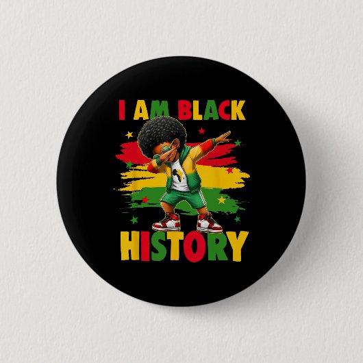 Badge Rond 5 Cm Je suis le Mois de l'Histoire des Noirs Afro-Améri (Devant)