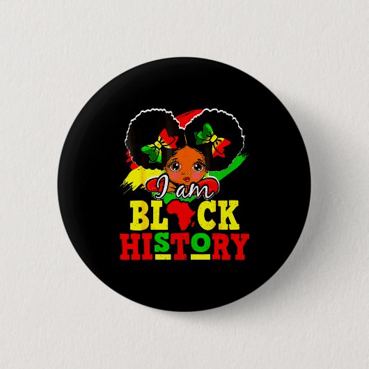 Badge Rond 5 Cm Je suis le Mois de l'histoire des Noirs Afro-Améri (Devant)