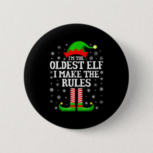 Badge Rond 5 Cm Je suis le plus vieux elfe drôle de Noël famille a