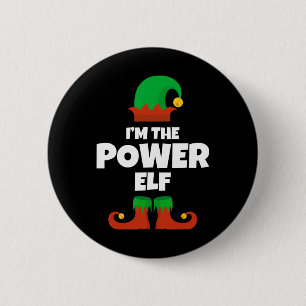 Badge Rond 5 Cm Je suis le Power Elf Family Pyjama Noël drôle