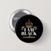 Badge Rond 5 Cm Je suis l'excellence noire Roi Histoire afro-améri (Devant & derrière)