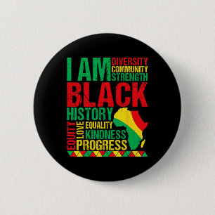 Badge Rond 5 Cm Je suis l'histoire noire Afro-Américain Histoire n