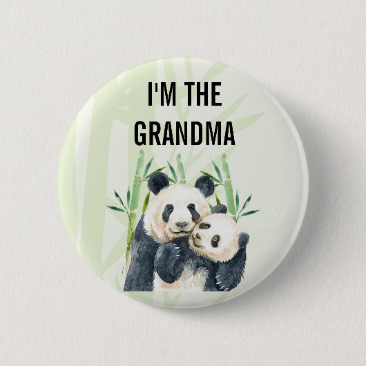 Badge Rond 5 Cm Je suis l'ours de panda d'aquarelle mignonne de gr (Devant)