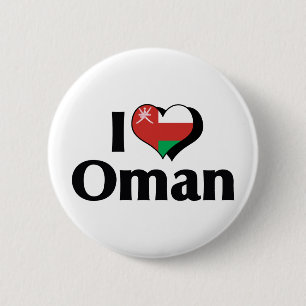 Badge Rond 5 Cm Je suis Oman Drapeau d'amour