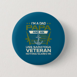 Badge Rond 5 Cm Je suis papa USS Saratoga CV-60 vétéran drapeau Ét