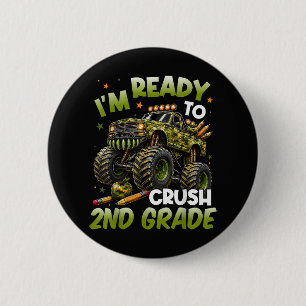 Badge Rond 5 Cm Je suis prêt à écraser le camion monstre de 2e ann