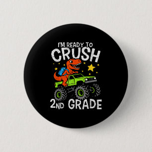 Badge Rond 5 Cm Je suis prêt à écraser le camion monstre dinosaure