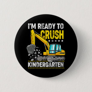 Badge Rond 5 Cm Je suis prêt à écraser les véhicules de constructi