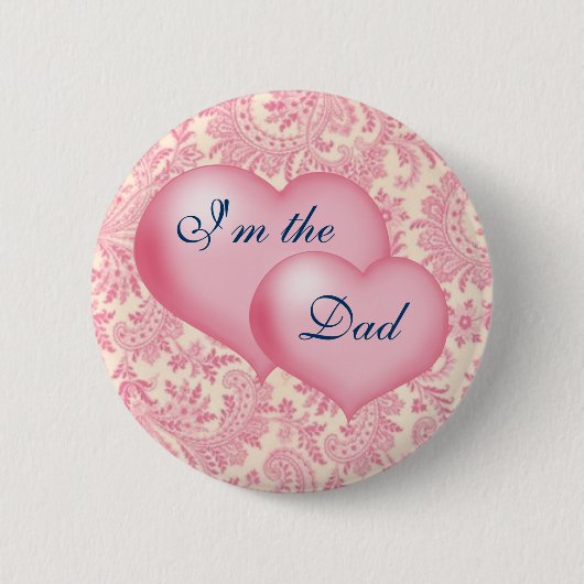 Badge Rond 5 Cm "Je suis rose du papa" (Devant)
