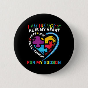 Badge Rond 5 Cm Je Suis Sa Voix Godson Sensibilisation sur l'autis