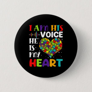 Badge Rond 5 Cm Je Suis Sa Voix Il Est Mon Coeur Sensibilisation s